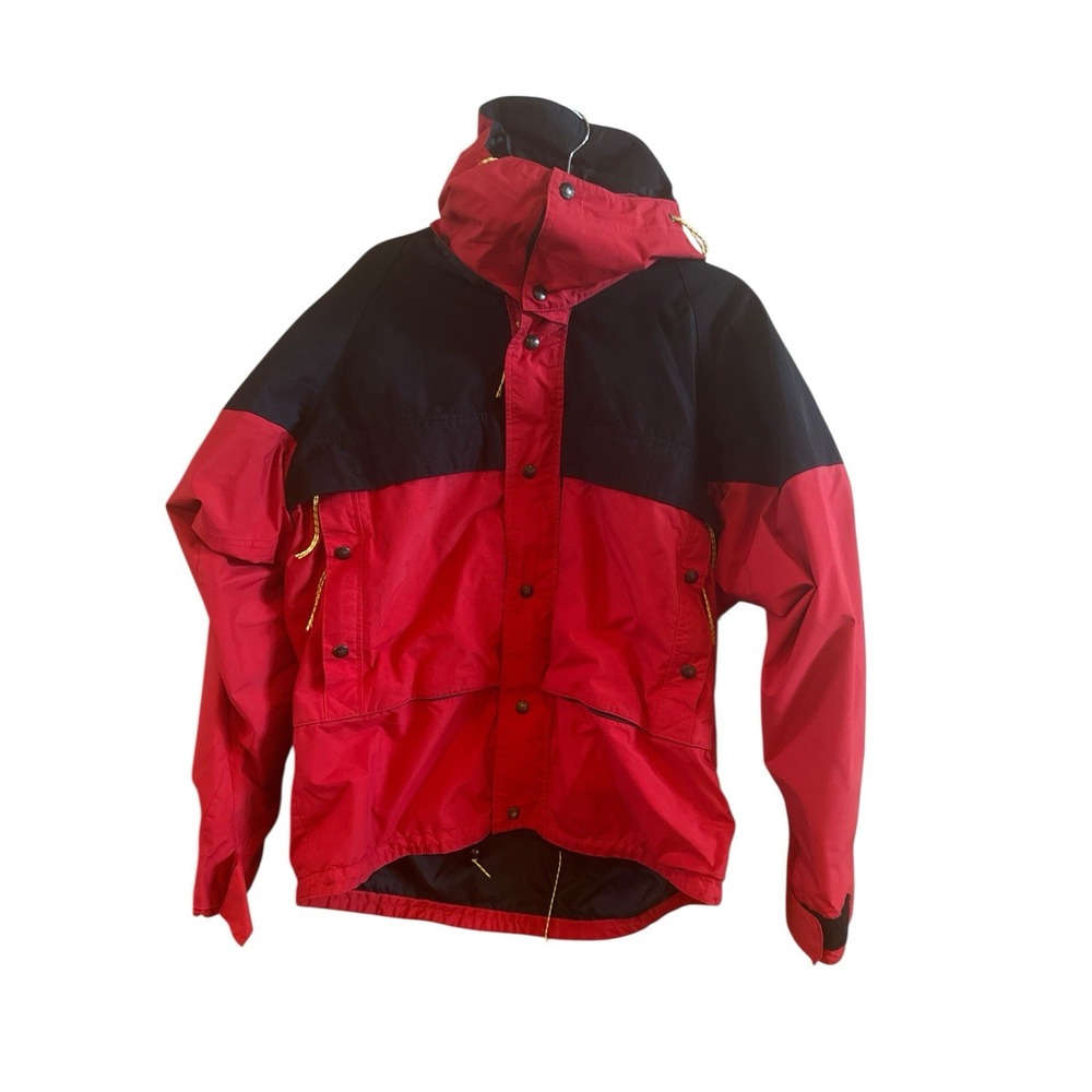 REI‎ Red Black Men's Size Large Performance  Gore-Tex Parka Hood Pockets Classic